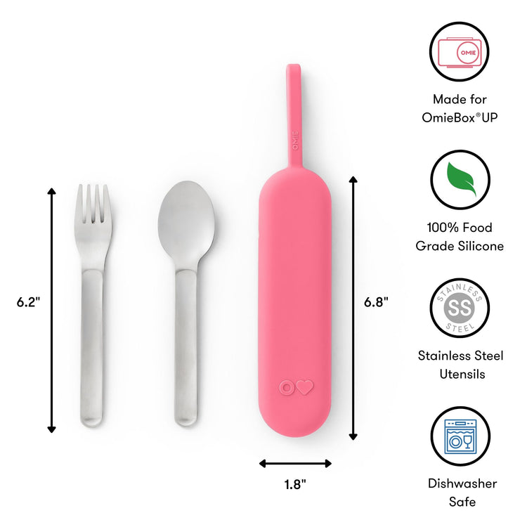 OMIE OMIEBOX UP STAINLESS STEEL 3 PIECE UTENSIL SET- BLUSH