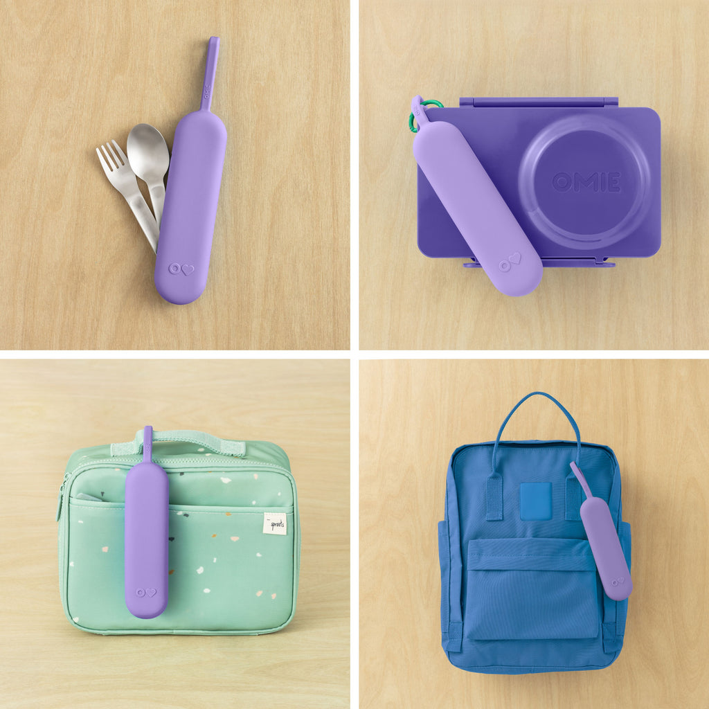 OMIE OMIEBOX UP STAINLESS STEEL 3 PIECE UTENSIL SET-   VIOLET