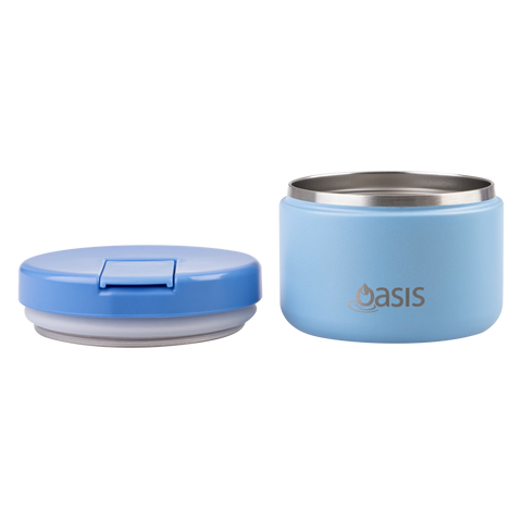OASIS STAINLESS STEEL DOUBLE WALL INSULATED FOOD FLASK W/ QUICK RELEASE LID 300ML -  BLUE