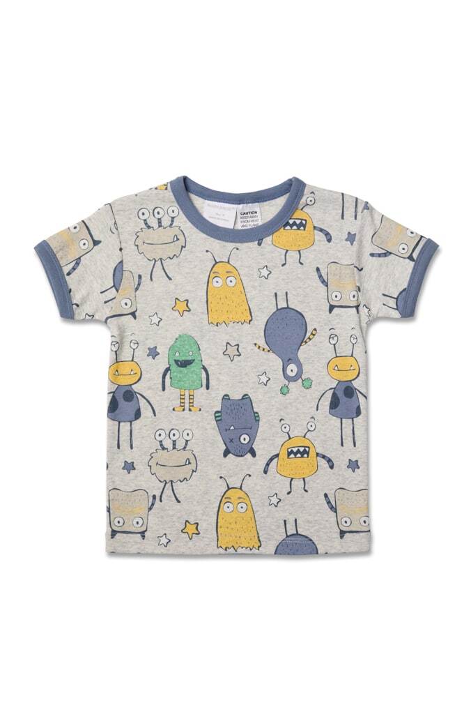 Marquise Boys Grey Crazy Monsters Pyjamas Cotton Short Sleeve