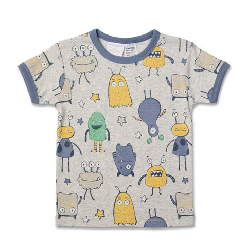 Marquise Boys Grey Crazy Monsters Pyjamas Cotton Short Sleeve