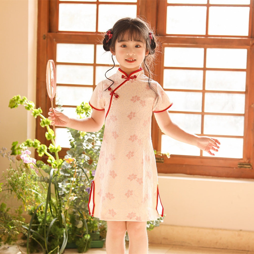 Chinese Style Cheongsam Dress - Pink