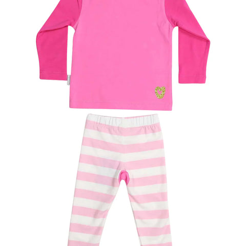 KORANGO SLEEPWEAR COTTON PYJAMAS LONG SLEEVE TEE AND PANT UNICORN - PINK/WHITE