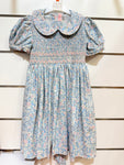 Meleze Hand Smocked Dress Short Sleeves Bluebell Whisper With Collar 6M-8Y