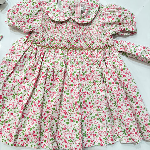 Meleze Hand Smocked Dress Pink/Green PG03 Floral 6M-8Y