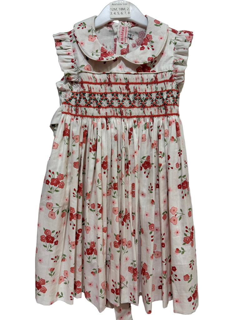 Meleze Hand Smocked Little Rosebud Dress