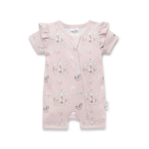 Aster&Oak CAROUSEL PONIES  ZIP ROMPER