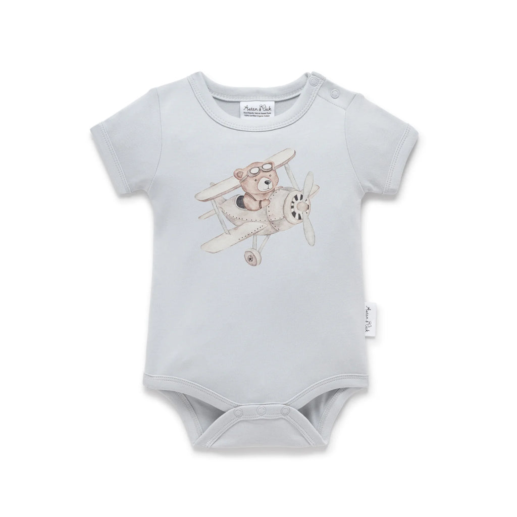 Aster&Oak FLYING OLI BEAR  PRINT ONESIE