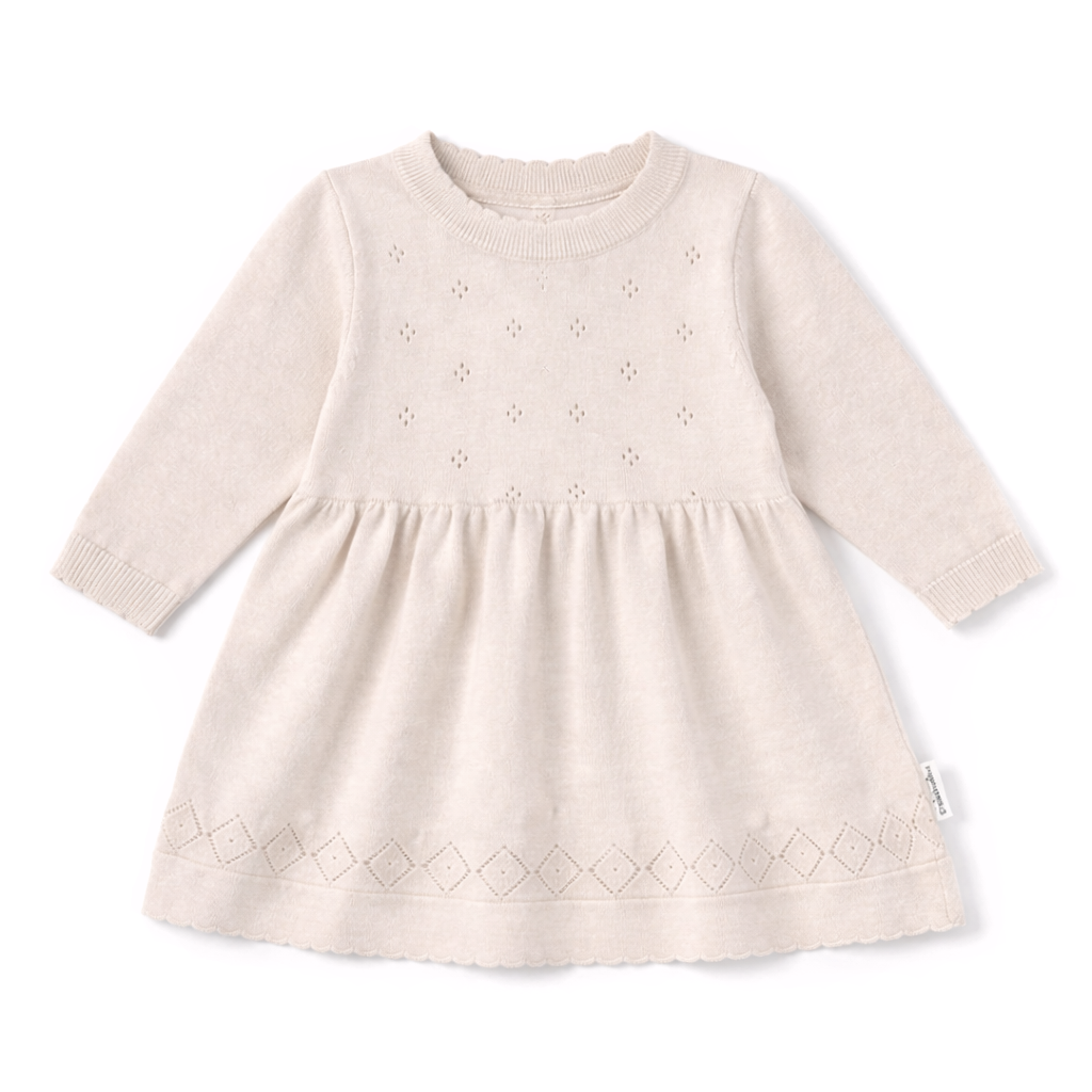 Aster&Oak OATMEAL POINTELLE  KNIT DRESS