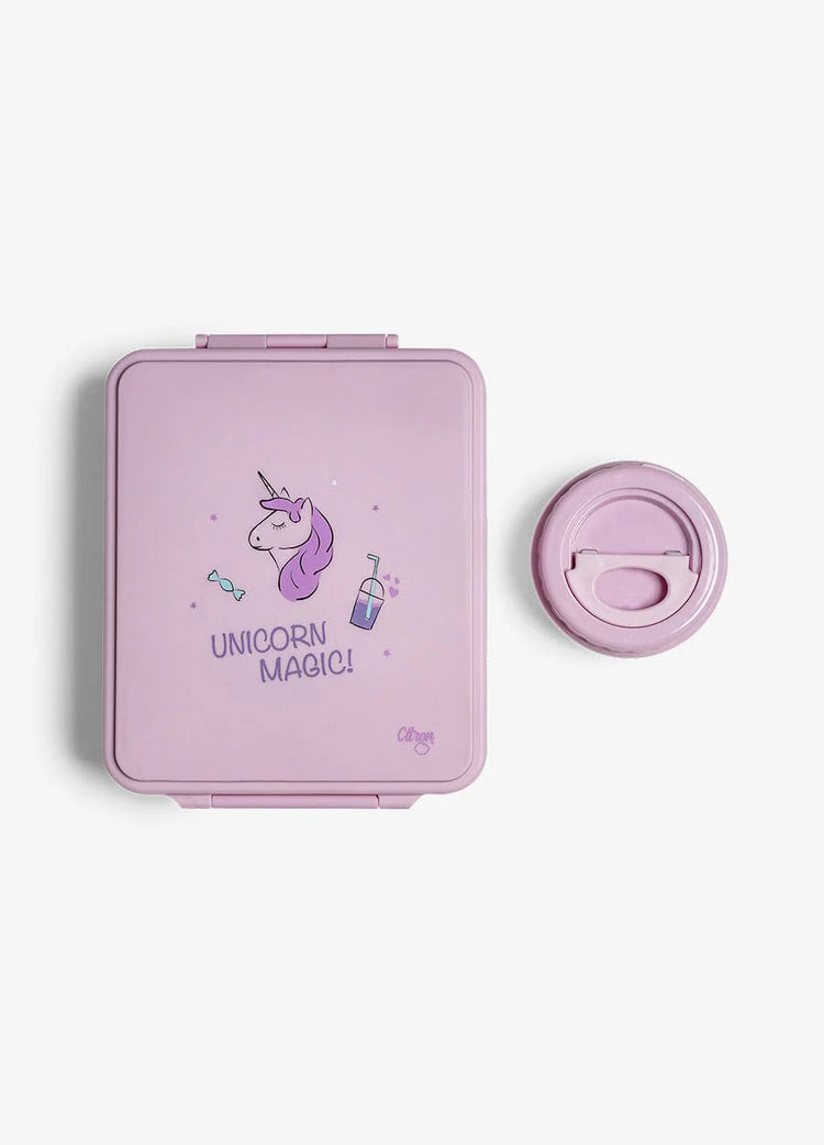 Citron Lunch box with insulated food jar - Unicorn Magic