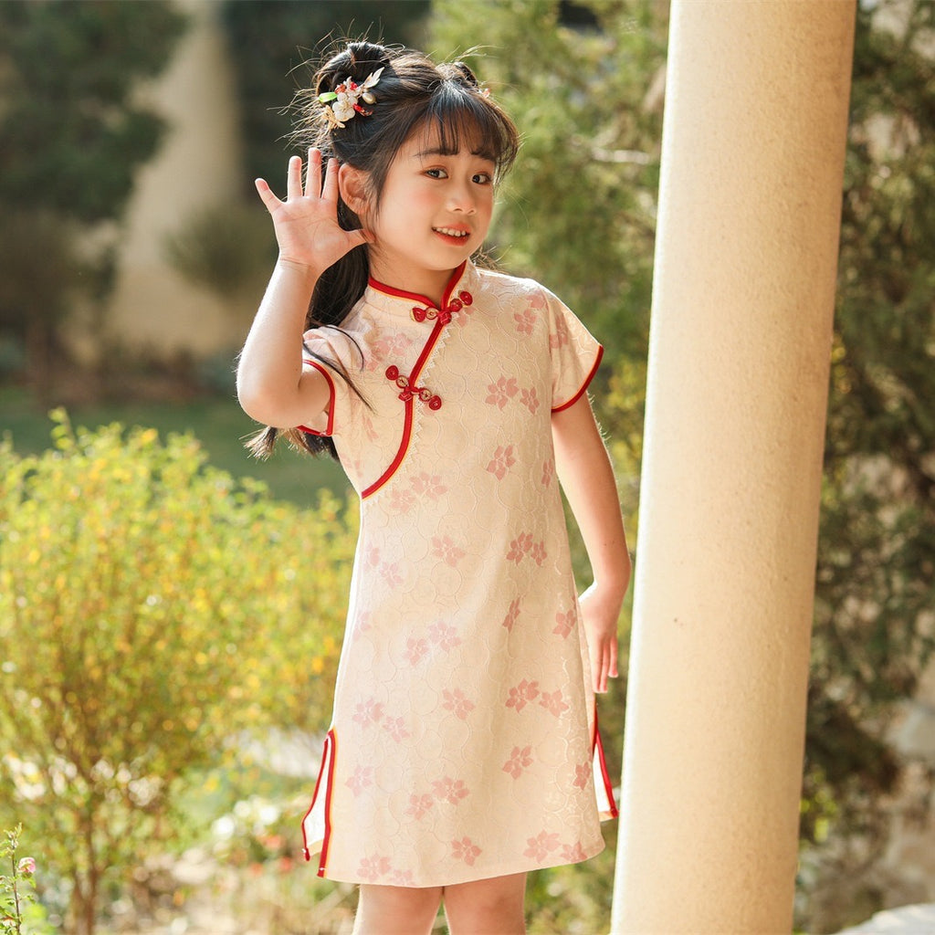 Chinese Style Cheongsam Dress - Pink