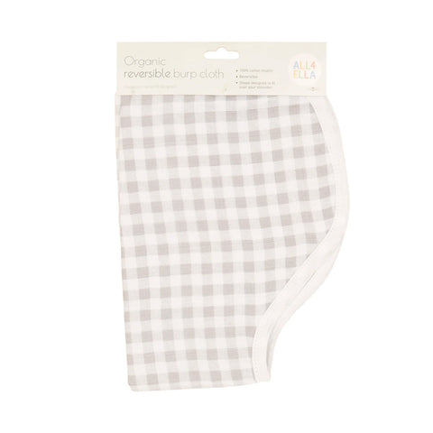 All4EllA Organic Burp Cloth - Gingham Grey