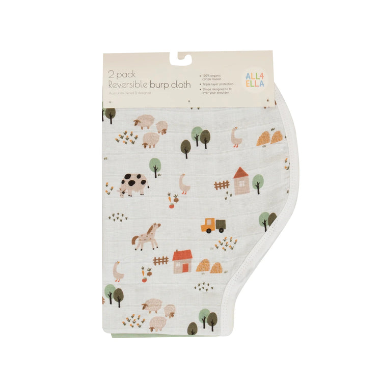 All4EllA Organic burp cloth 2pk - Coutry Farm