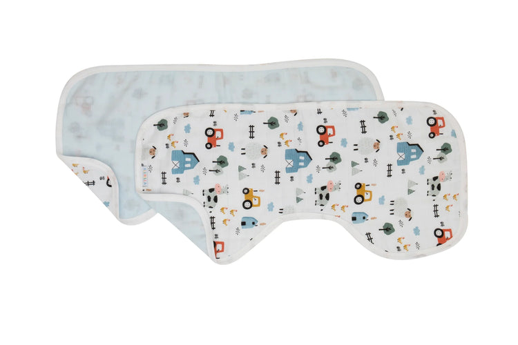 All4EllA Organic burp cloth 2pk - Barnyard