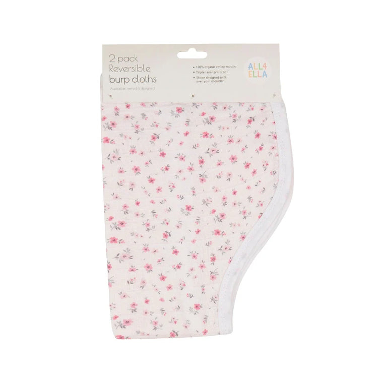 ALL4ELLA Organic burp cloth 2pk - Pink Petals