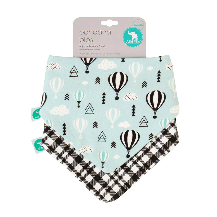 ALL4ELLA Bandana Bibs 2pk - Hot Air Balloons