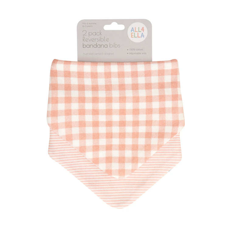 ALL4ELLA Bandana Bibs 2pk -  Gingham Strawberry