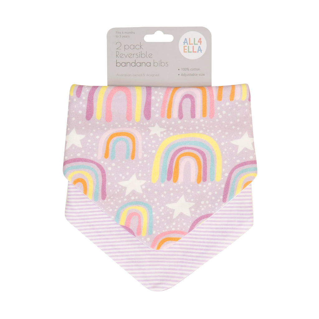 ALL4ELLA Bandana Bibs 2pk -  Lilac Rainbows