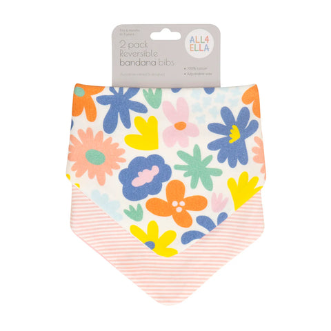 ALL4ELLA Bandana Bibs 2pk -  Bright Floral