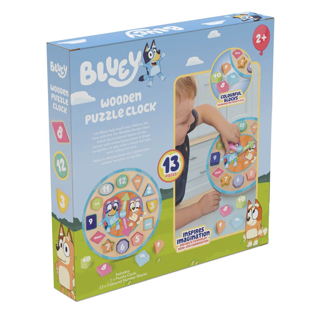 BLUEY WOODEN PUZZLE CLOCK
