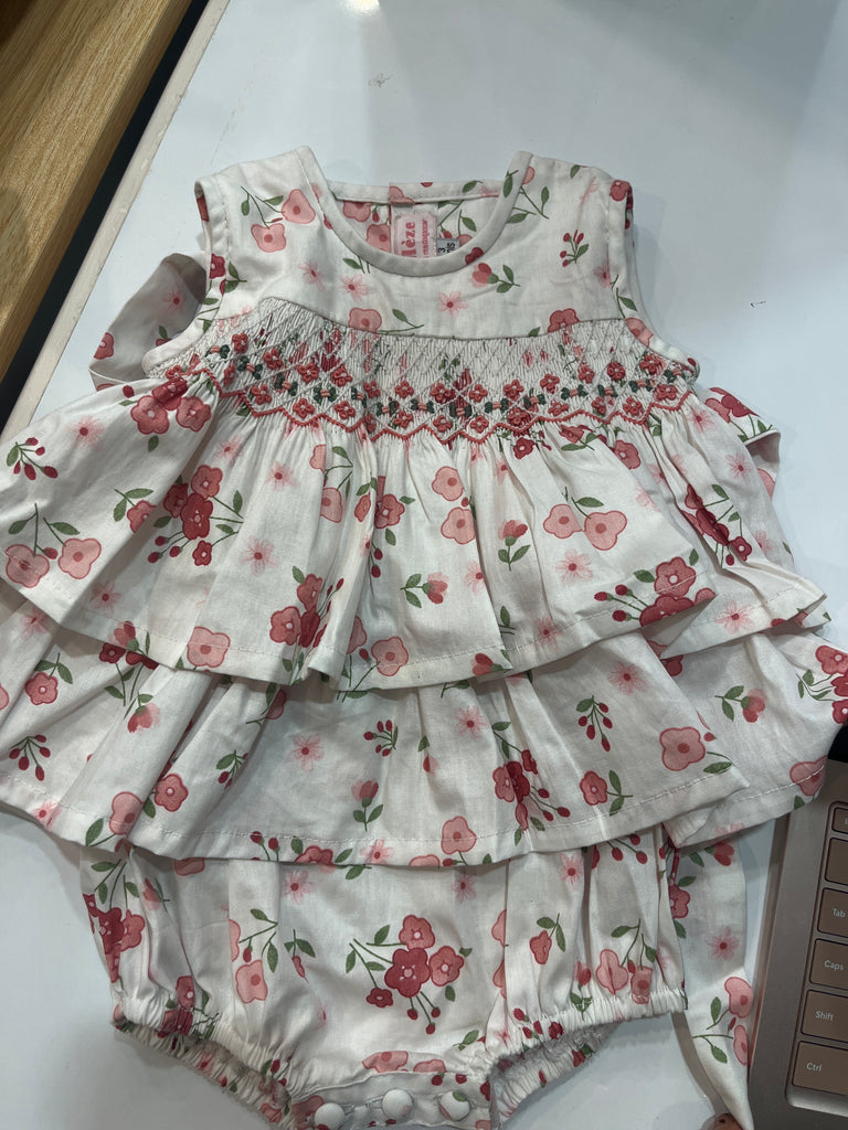 Meleze Hand Smocked Little Rosebud Romper