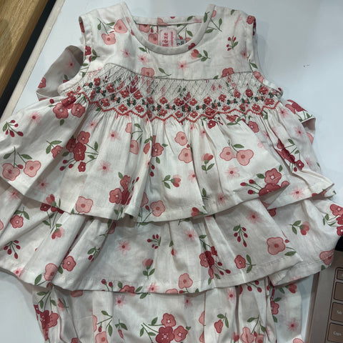 Meleze Hand Smocked Little Rosebud Romper