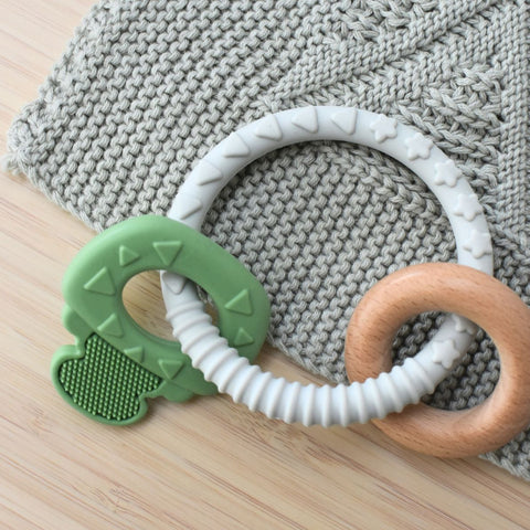 Koala Dream TEXTURED SILICONE KEY TEETHER-GREEN