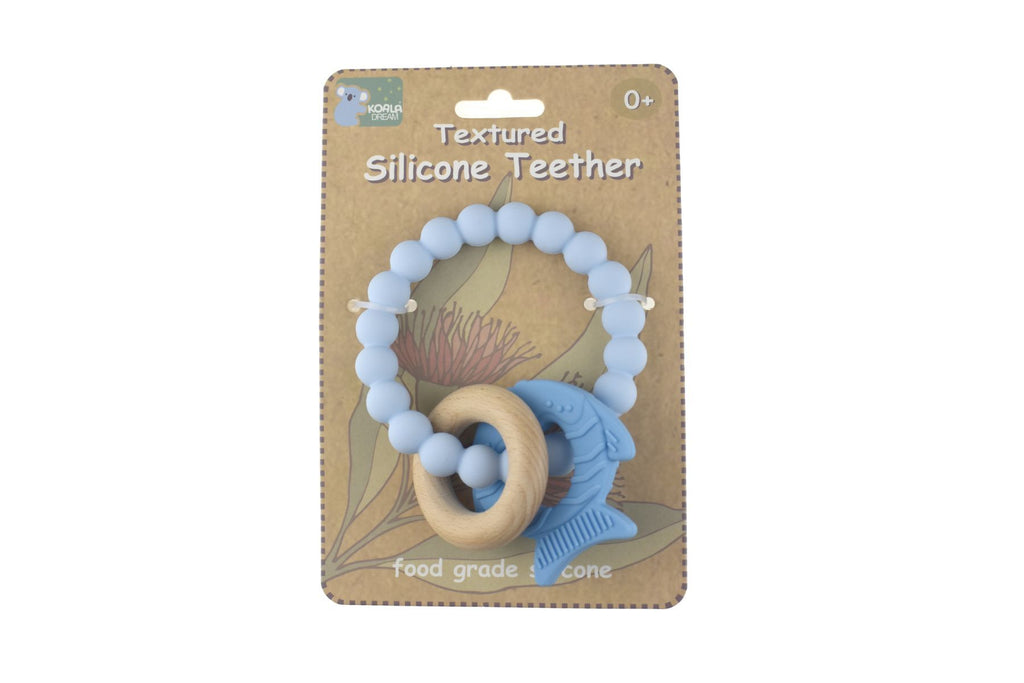 Koala Dream TEXTURED SILICONE FISH TEETHER-BLUE