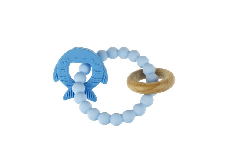 Koala Dream TEXTURED SILICONE FISH TEETHER-BLUE