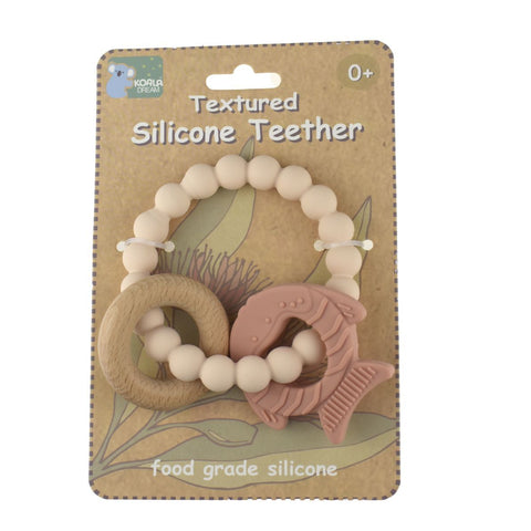 Koala Dream TEXTURED SILICONE FISH TEETHER-PINK