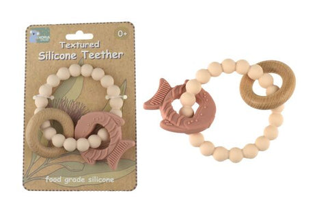 Koala Dream TEXTURED SILICONE FISH TEETHER-PINK