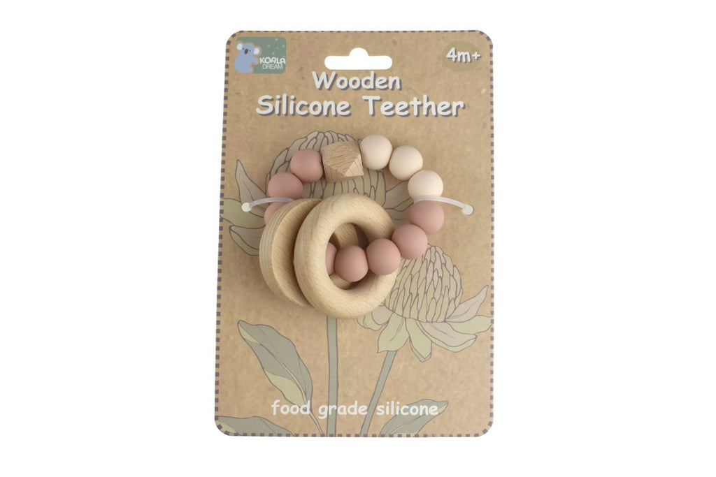 Koala Dream WOODEN SILICONE RINGS TEETHER-PINK