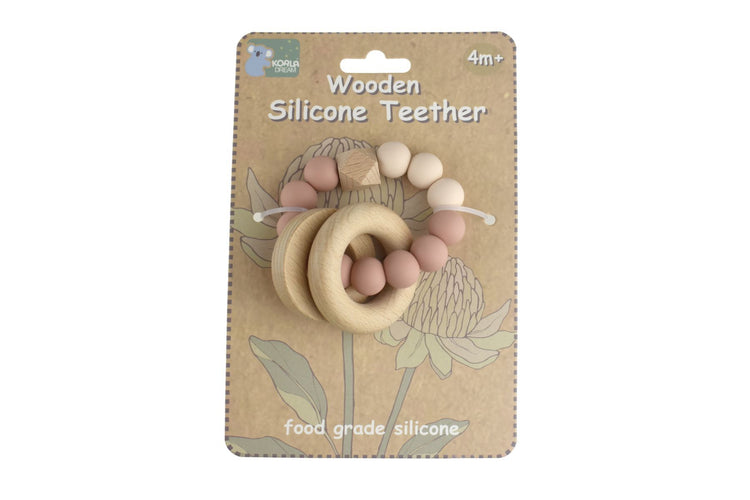 Koala Dream WOODEN SILICONE RINGS TEETHER-PINK