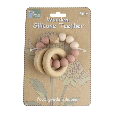 Koala Dream WOODEN SILICONE RINGS TEETHER-PINK