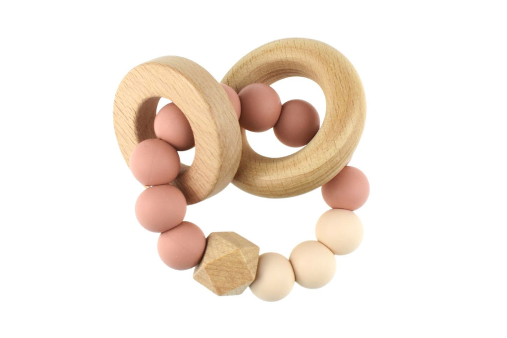 Koala Dream WOODEN SILICONE RINGS TEETHER-PINK