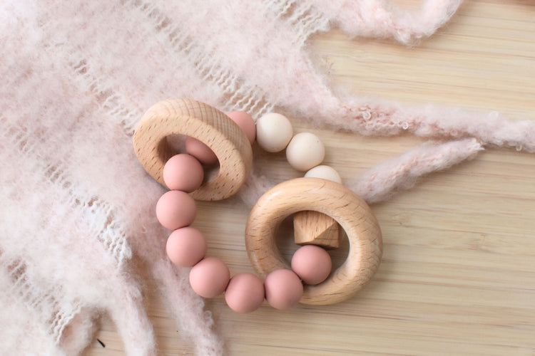 Koala Dream WOODEN SILICONE RINGS TEETHER-PINK