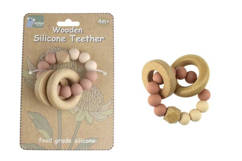 Koala Dream WOODEN SILICONE RINGS TEETHER-PINK