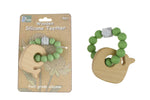 Koala Dream WOODEN SILICONE WHALE TEETHER-GREEN