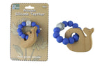 Koala Dream WOODEN SILICONE WHALE TEETHER-BLUE