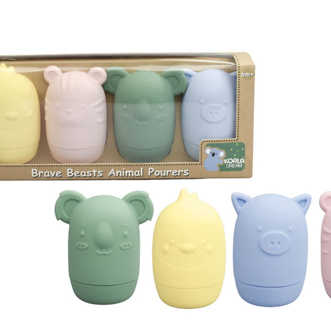 SILICONE BRAVE BEASTS ANIMAL POURERS 4 PCS SET- PASTEL
