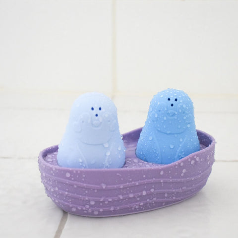 SILICONE PENGUINS BATH BOAT PURPLE