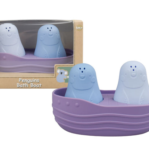 SILICONE PENGUINS BATH BOAT PURPLE