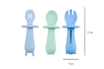 SILICONE ANIMAL SENSORY SPOONS-BLUE GREEN