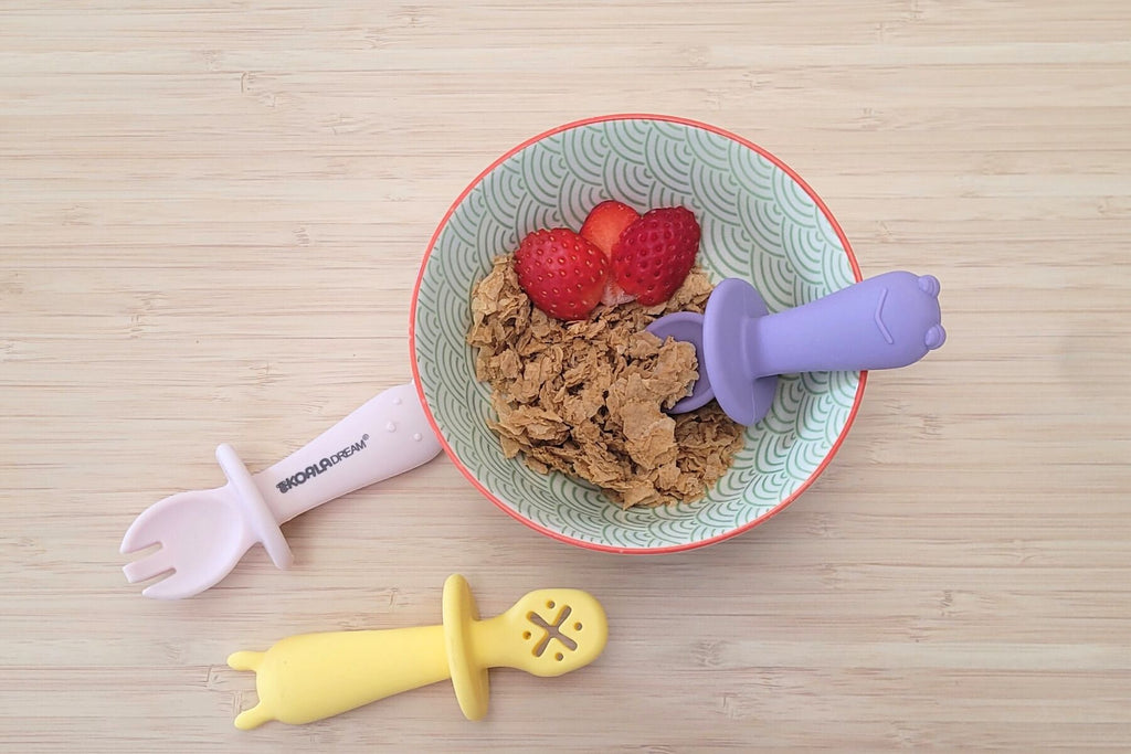 SILICONE ANIMAL SENSORY SPOONS-PINK YELLOW