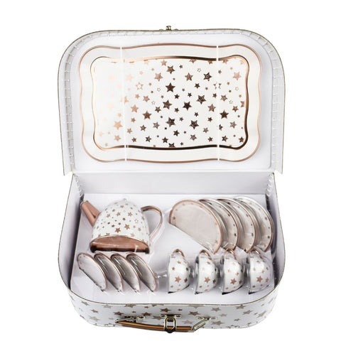 GOLD STAR TIN TEA SET IN SUITCASE