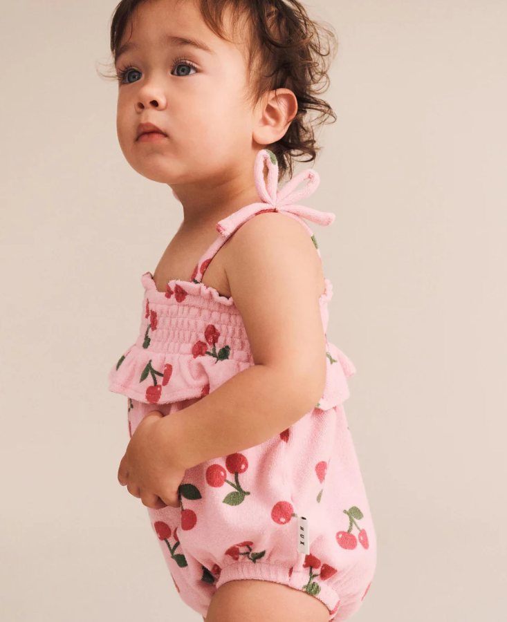 Huxbaby Cherry Towelling Bubble Romper