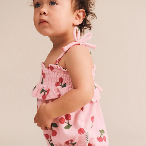Huxbaby Cherry Towelling Bubble Romper