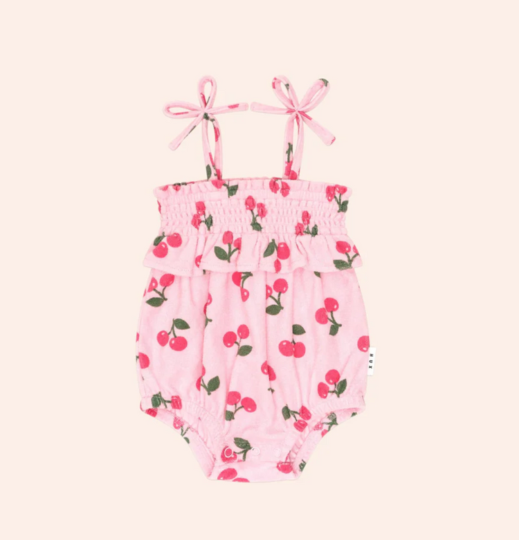 Huxbaby Cherry Towelling Bubble Romper