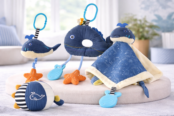 SNUGGLE BUDDY SPLASHY WHALE PLUSH GIFT SET – 4 PIECE