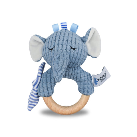SNUGGLE BUDDY TRUNKS ELEPHANT WOODEN RING RATTLE